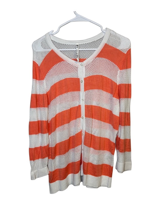 Lee and Nicole Tops - Women's Striped Button Down Shirt - Coral and White
